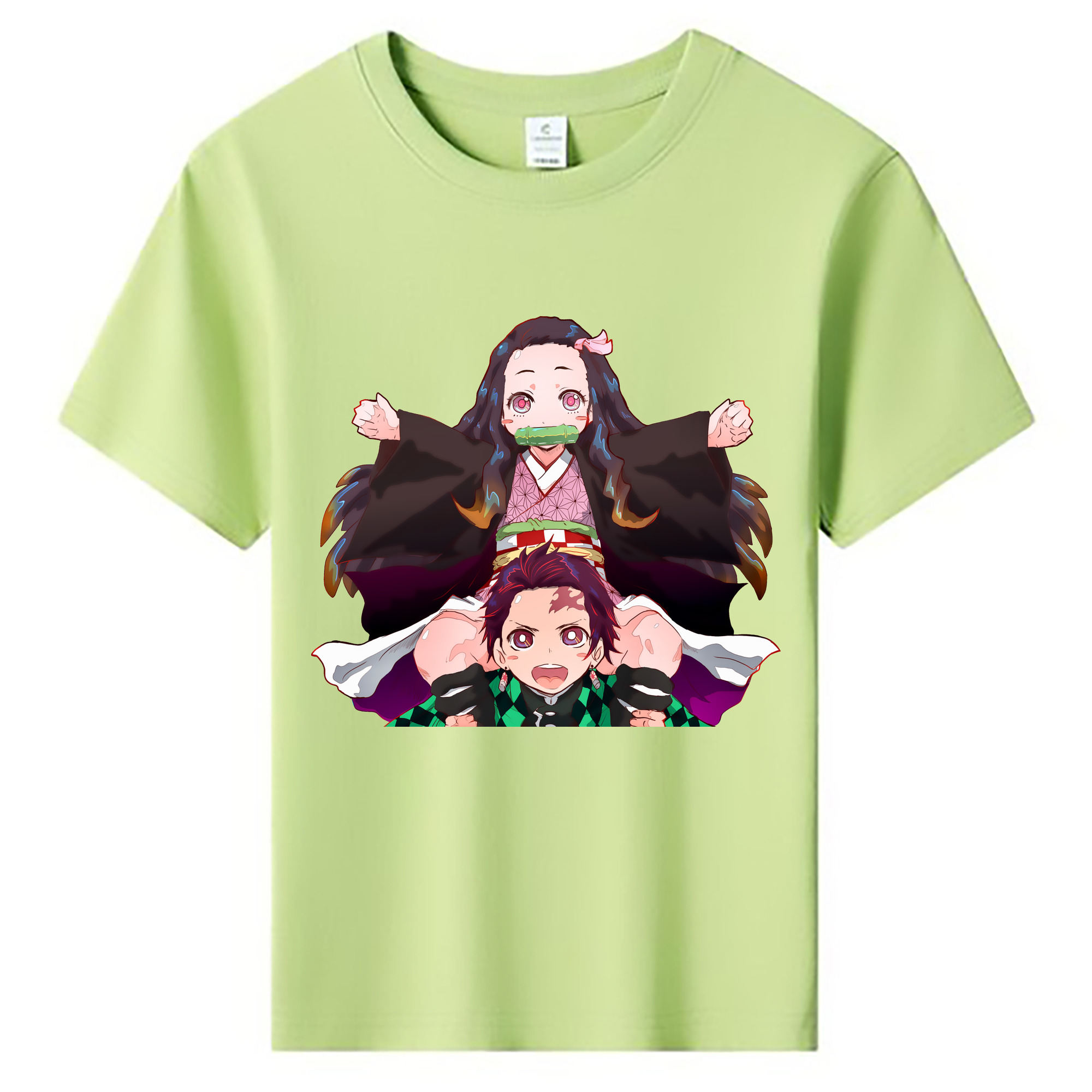 （画像用） 鬼滅の刃（きめつのやいば）竈門 禰󠄀豆子／かまど ねずこ Kamado Nezuko 綿100％キッズTシャツ（フロントプリント）